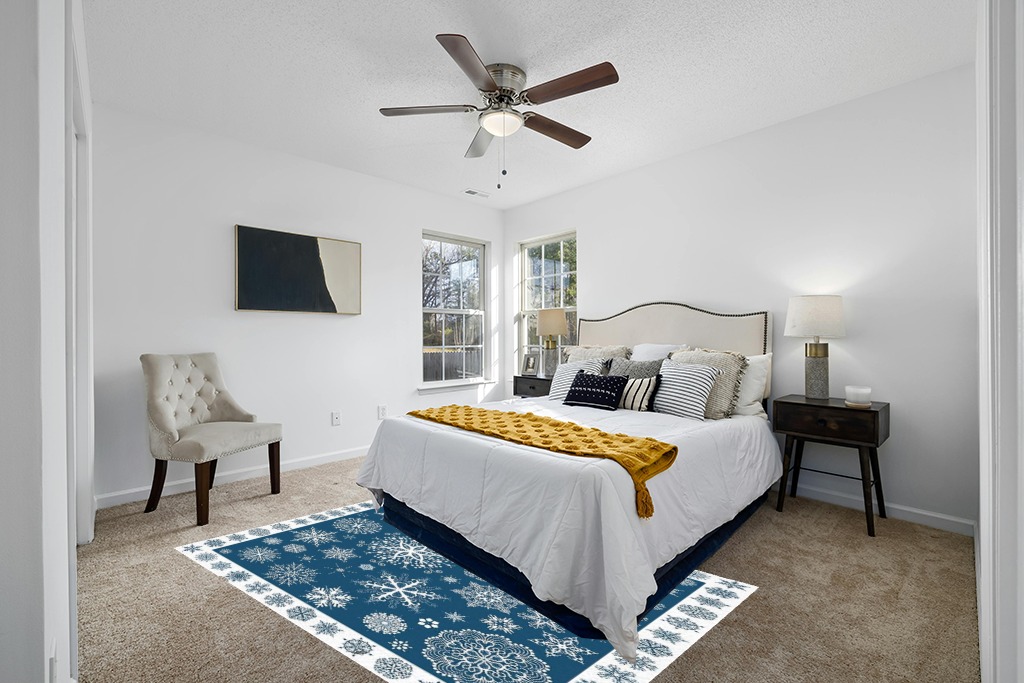 Christmas rug ideas in White and Yellow Modern Bedroom