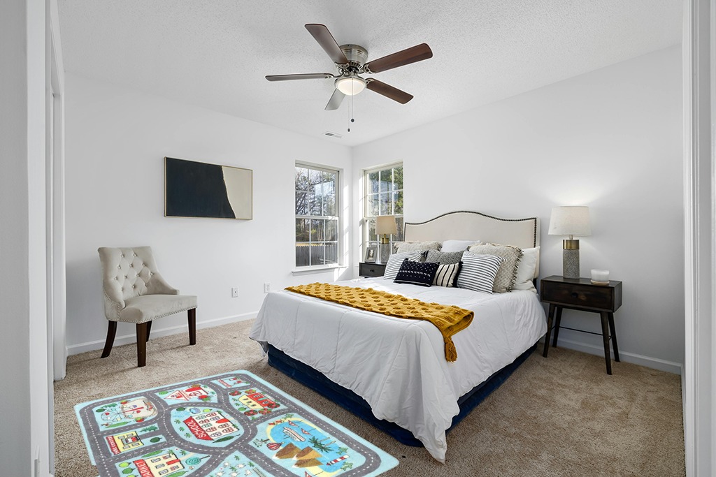 Christmas rug ideas in White and Yellow Modern Bedroom