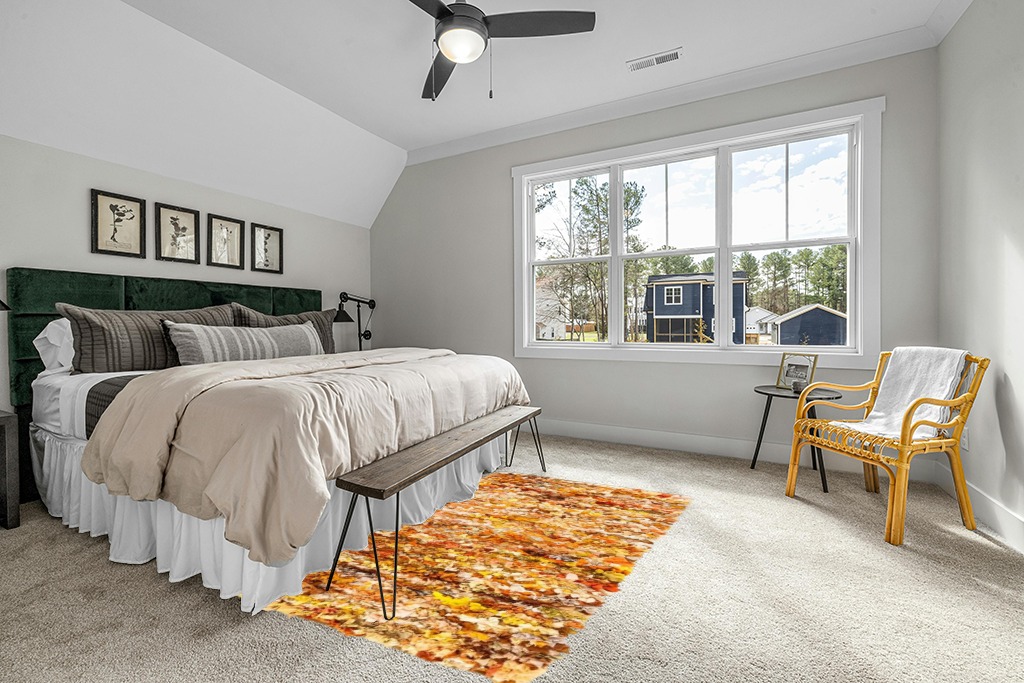 Rug ideas in Grey Traditional Bedroom with King Bed