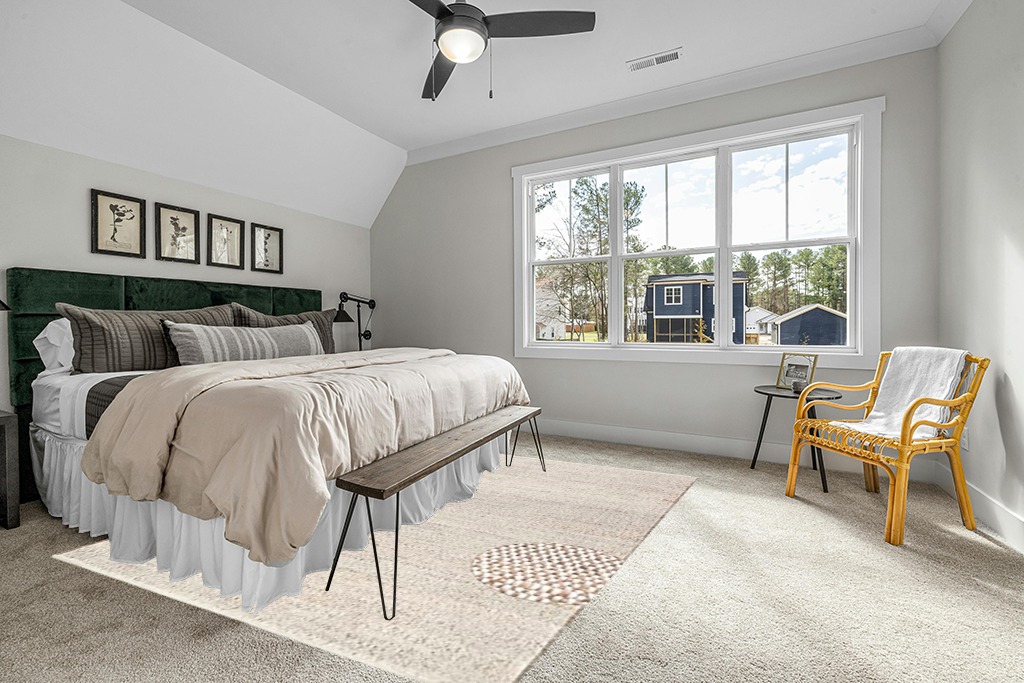 Rug ideas in Grey Traditional Bedroom with King Bed