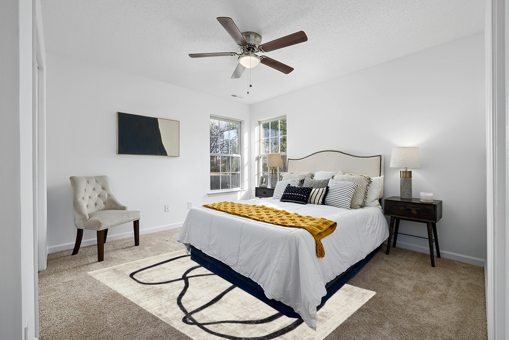 Cute rug ideas in White and Yellow Modern Bedroom