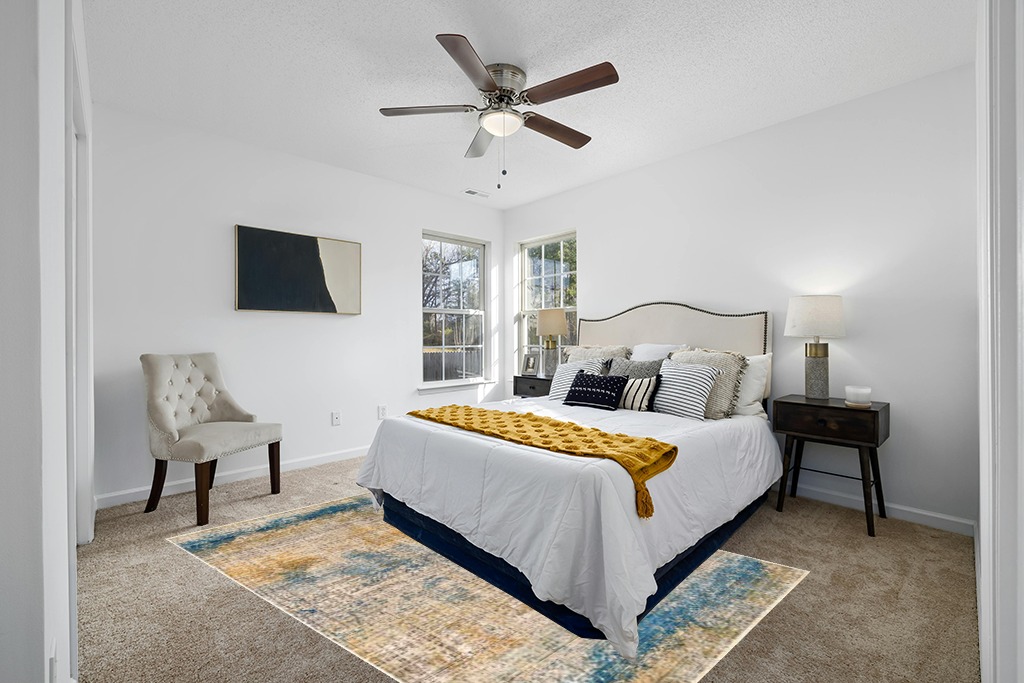 Yellow rug ideas in White and Yellow Modern Bedroom