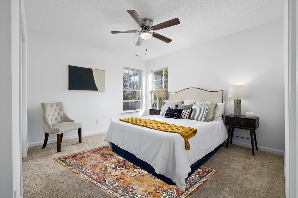 Yellow rug ideas in White and Yellow Modern Bedroom