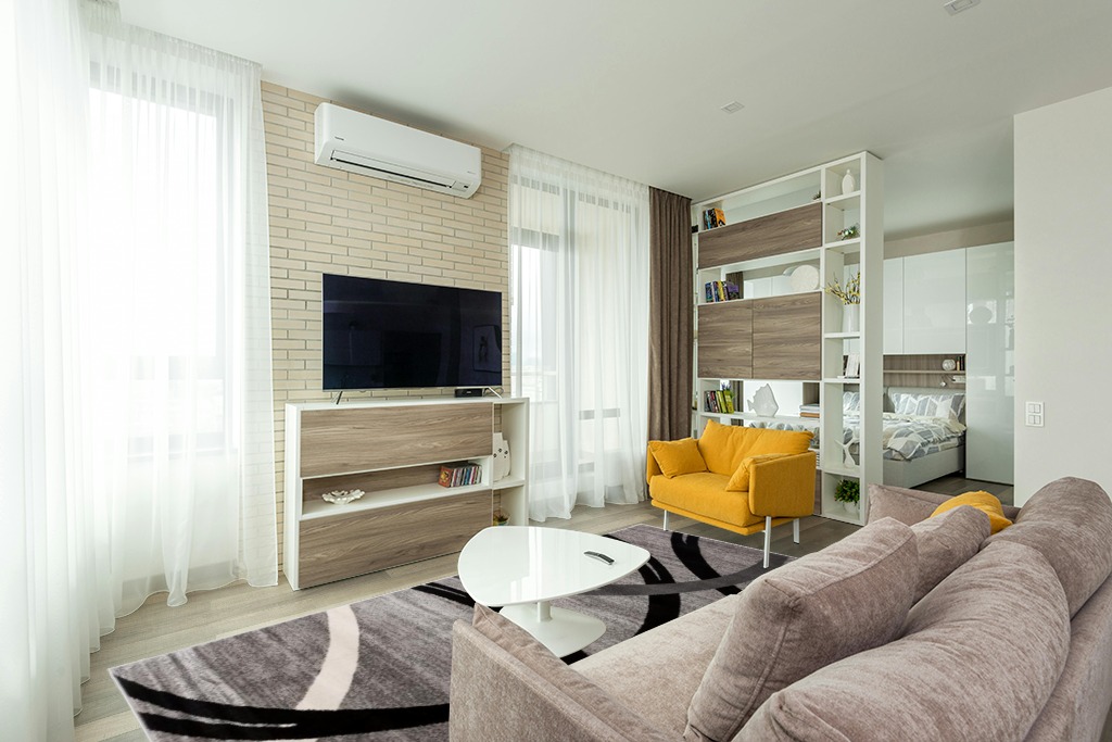 Rugshop Modern Wavy Circles Design Area Rug 7' 10" x 10'2" Gray in Light Modern Living Room with TV