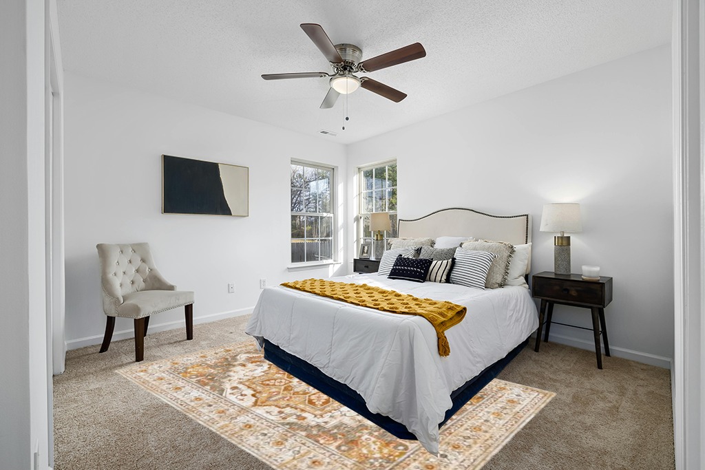 Yellow rug ideas in White and Yellow Modern Bedroom