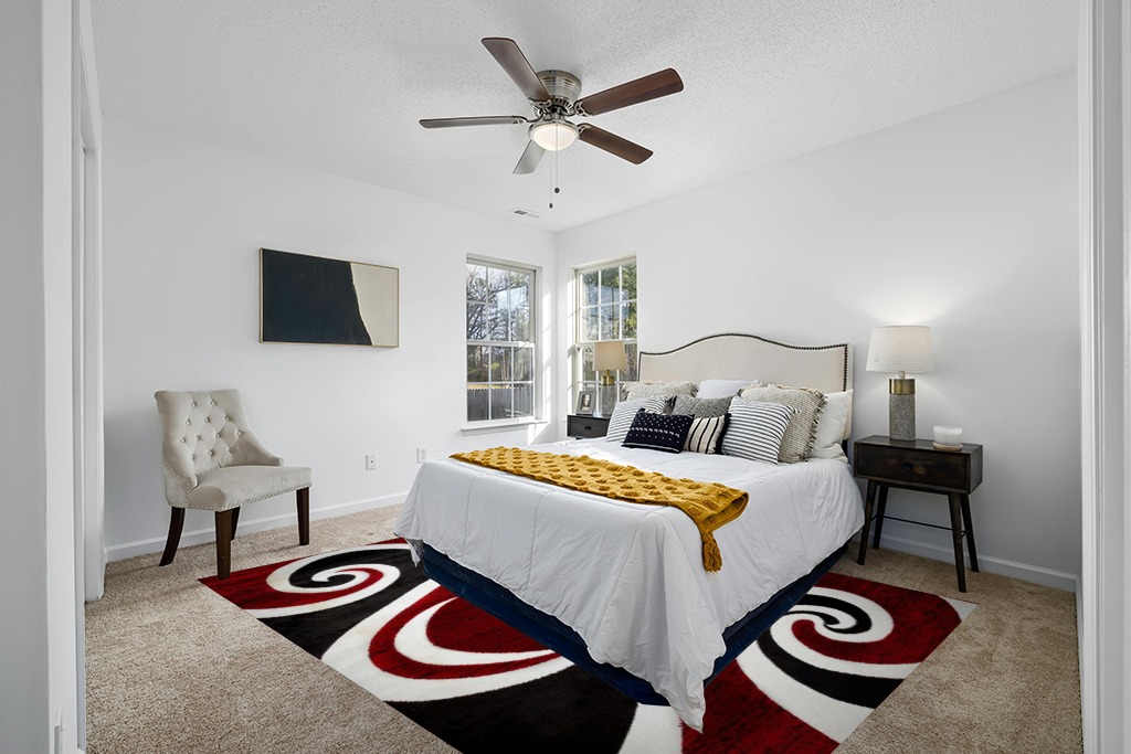 Rug ideas in White and Yellow Modern Bedroom