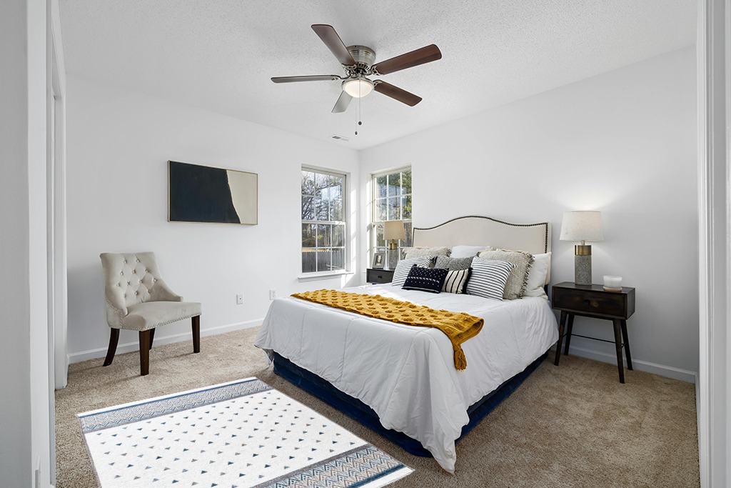 Rug ideas in White and Yellow Modern Bedroom
