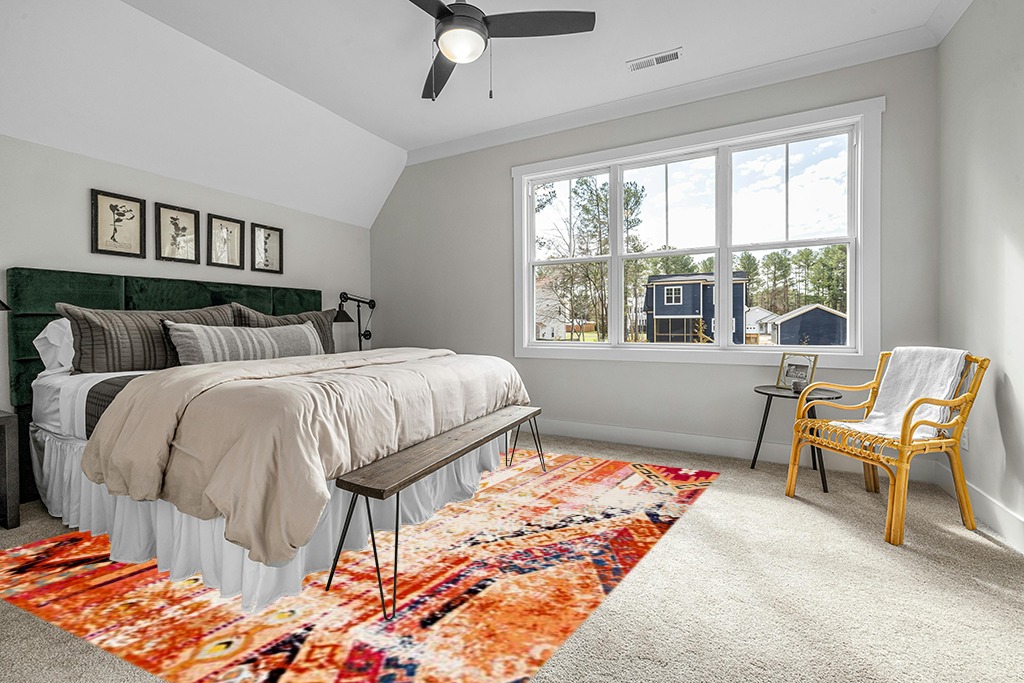 Large rug ideas in Grey Traditional Bedroom with King Bed