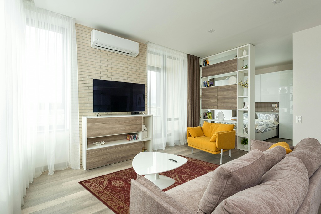 Maples Rugs Georgina Traditional Area Rugs for Living Room & Bedroom [Made in USA], 5 x 7, Red/Gold in Light Modern Living Room with TV