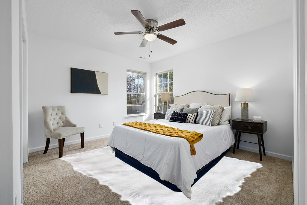 Rug ideas in White and Yellow Modern Bedroom