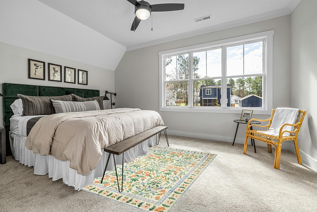 Loloi Rifle Paper Co. x Eden Mughal Garden Cream 5'-0" x 7'-6" Area Rug in Grey Traditional Bedroom with King Bed