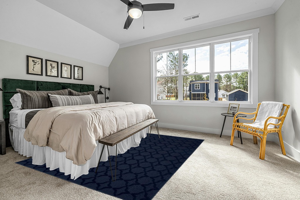 Rug ideas in Grey Traditional Bedroom with King Bed