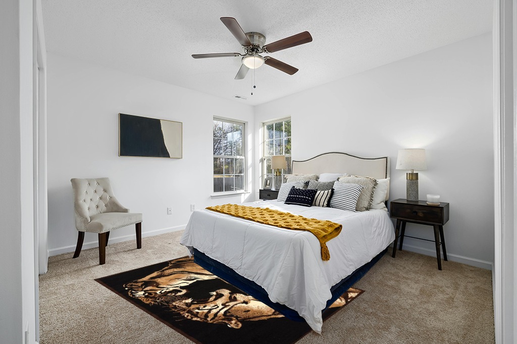 Rug ideas in White and Yellow Modern Bedroom