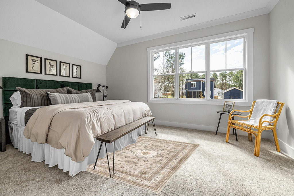 Rug ideas in Grey Traditional Bedroom with King Bed