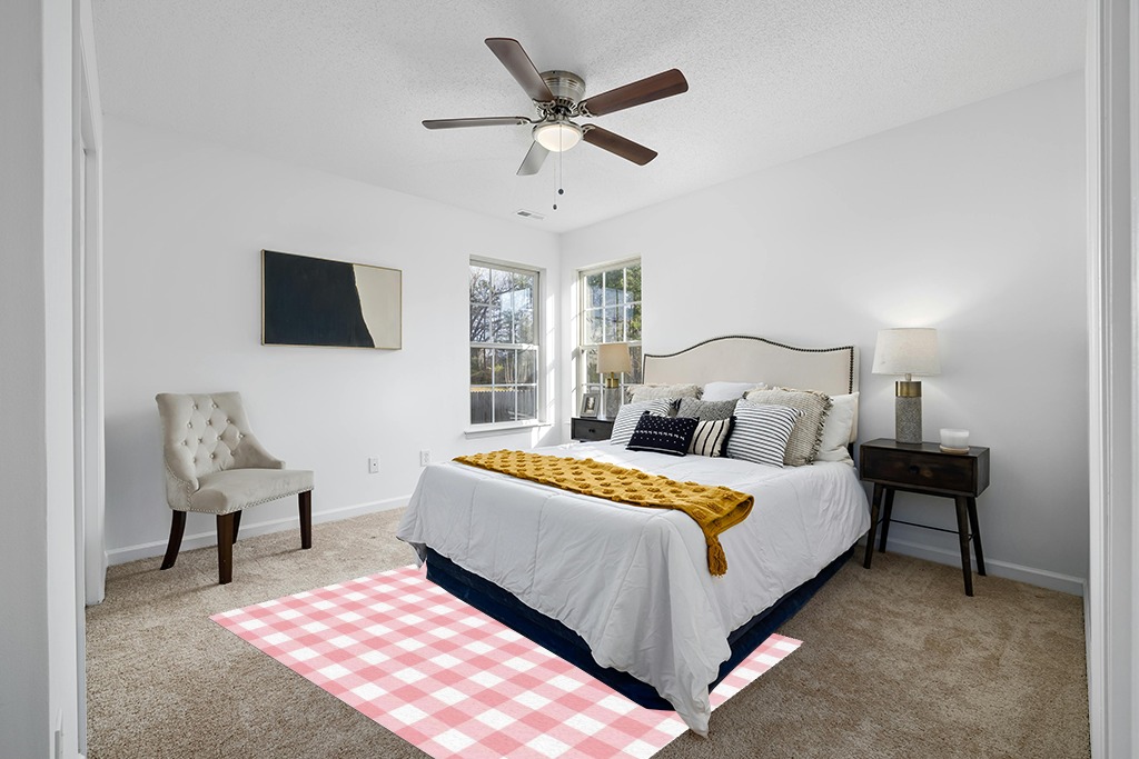 Cute rug ideas in White and Yellow Modern Bedroom