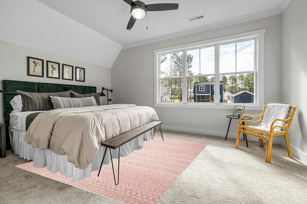 Farmhouse rug ideas in Grey Traditional Bedroom with King Bed