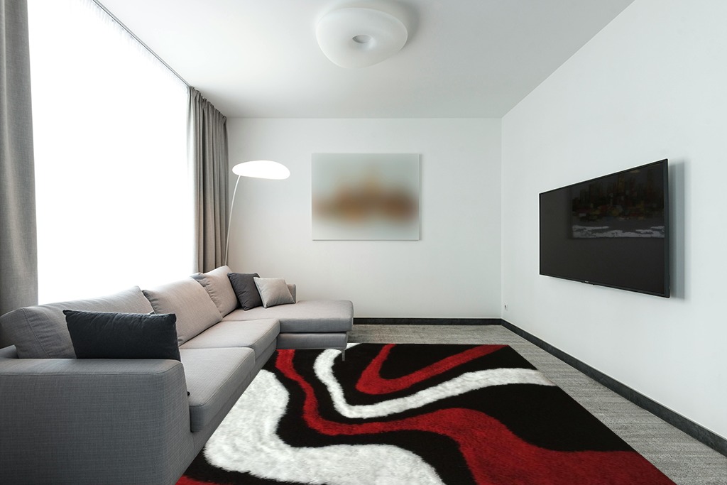 Are black rugs a bad idea in Modern Living Room with Grey Couch