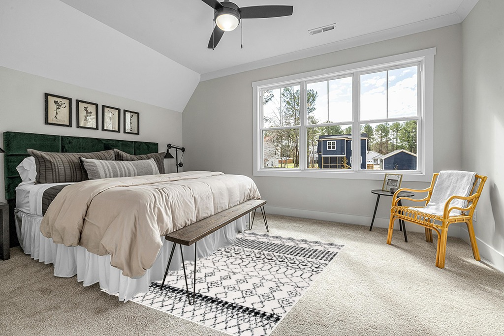 Black and white rug ideas in Grey Traditional Bedroom with King Bed