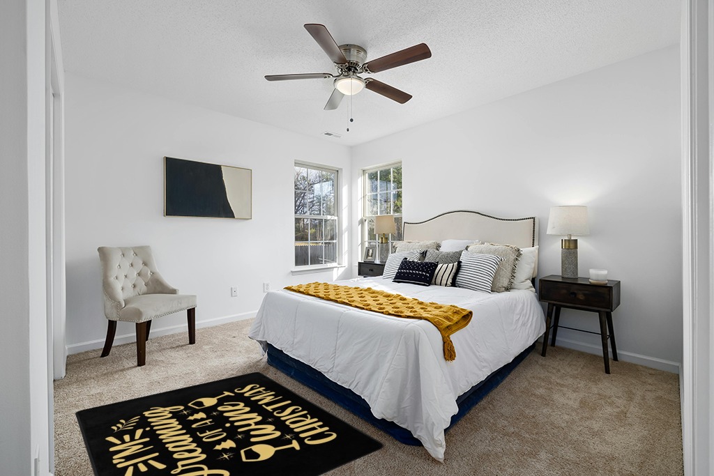 Yellow rug ideas in White and Yellow Modern Bedroom