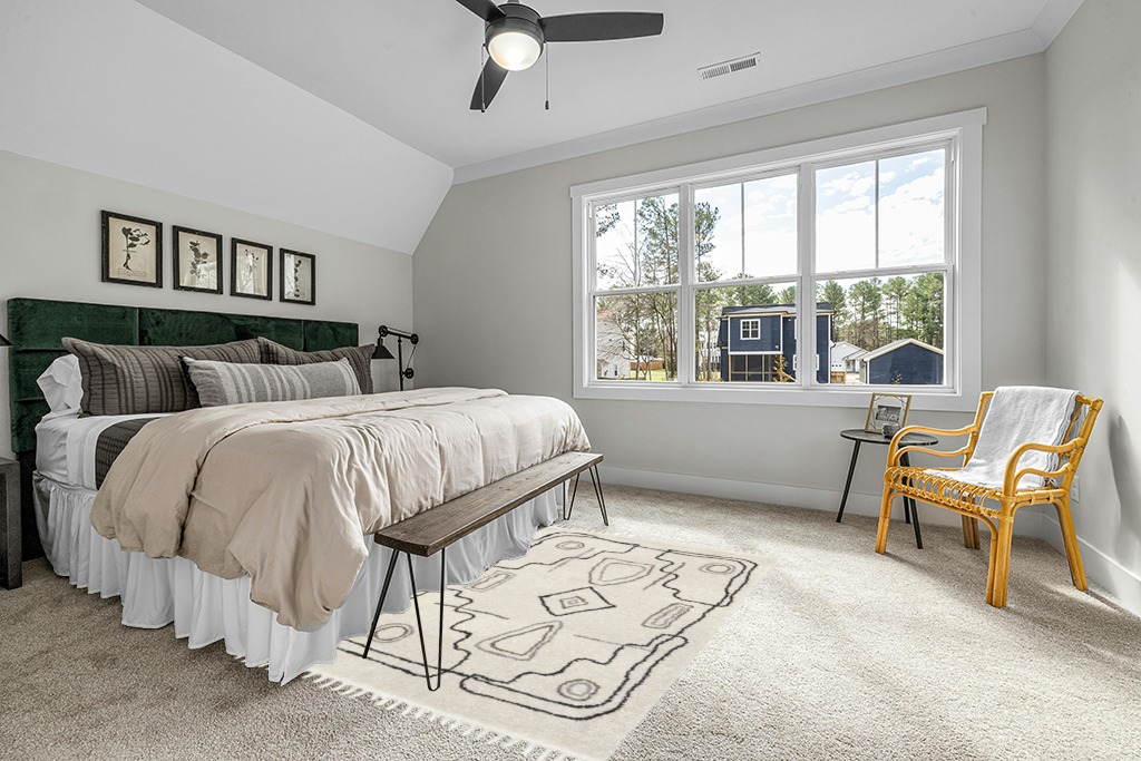 Rug ideas in Grey Traditional Bedroom with King Bed