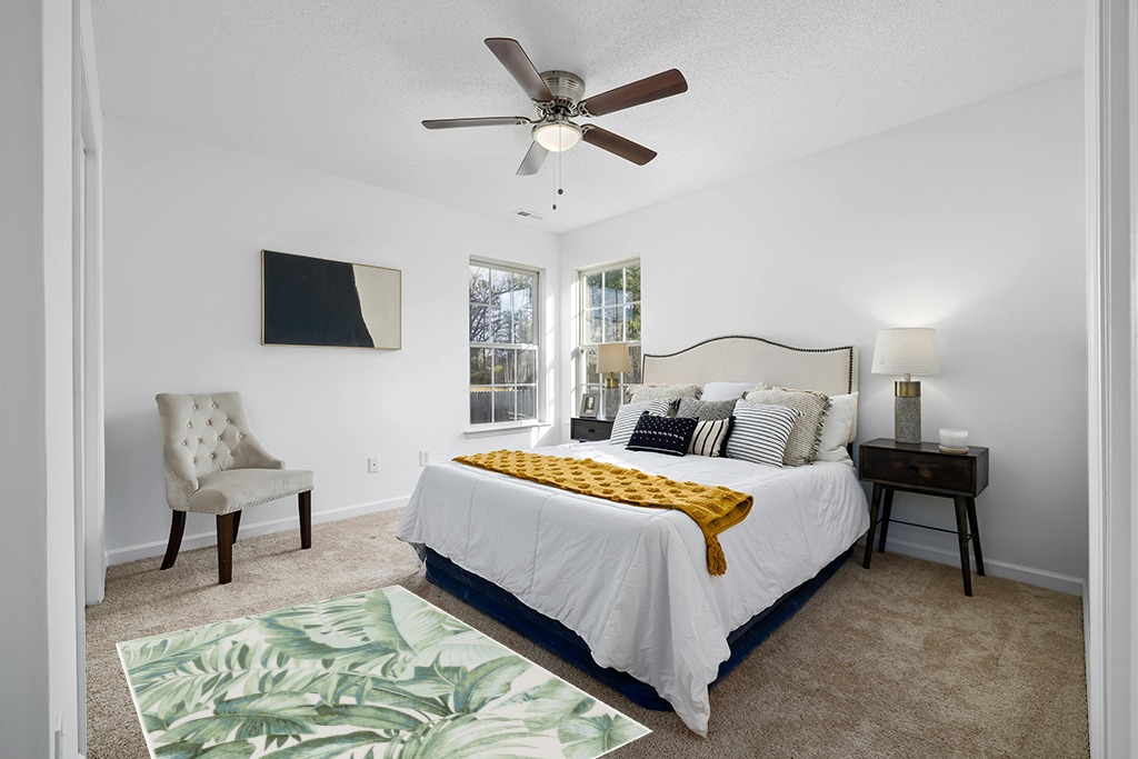 Rug ideas in White and Yellow Modern Bedroom
