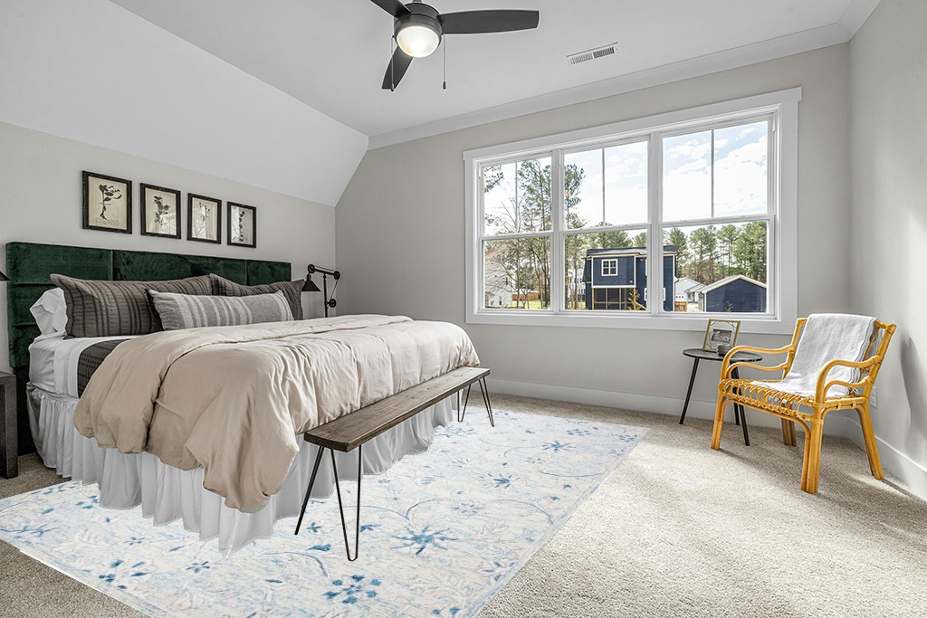 Large rug ideas in Grey Traditional Bedroom with King Bed