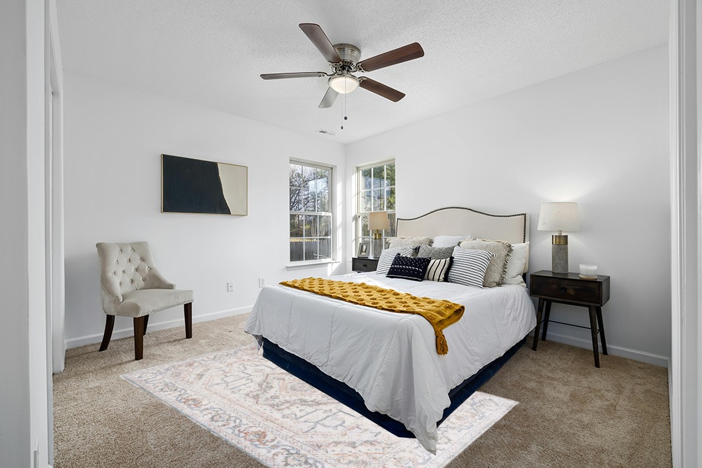 Cute rug ideas in White and Yellow Modern Bedroom