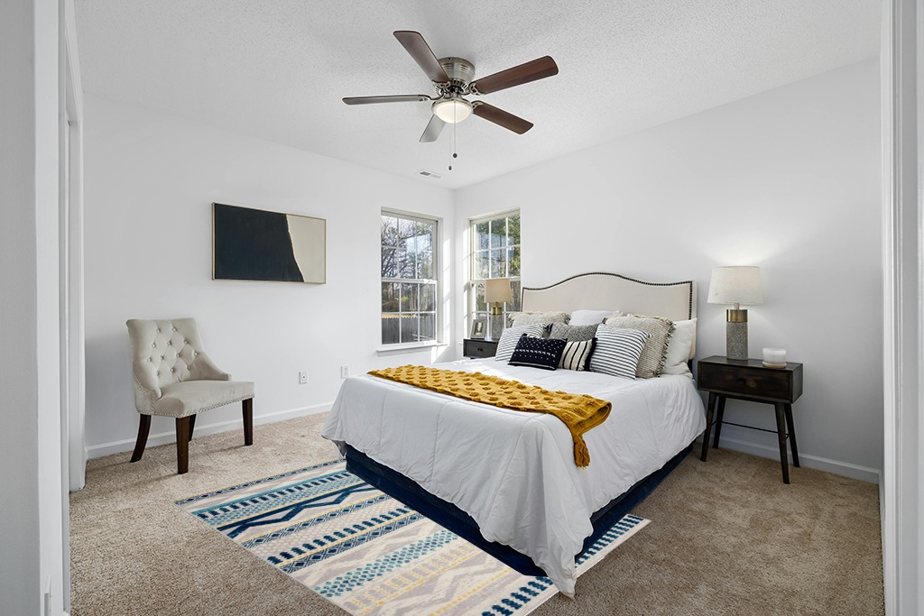 Farmhouse rug ideas in White and Yellow Modern Bedroom