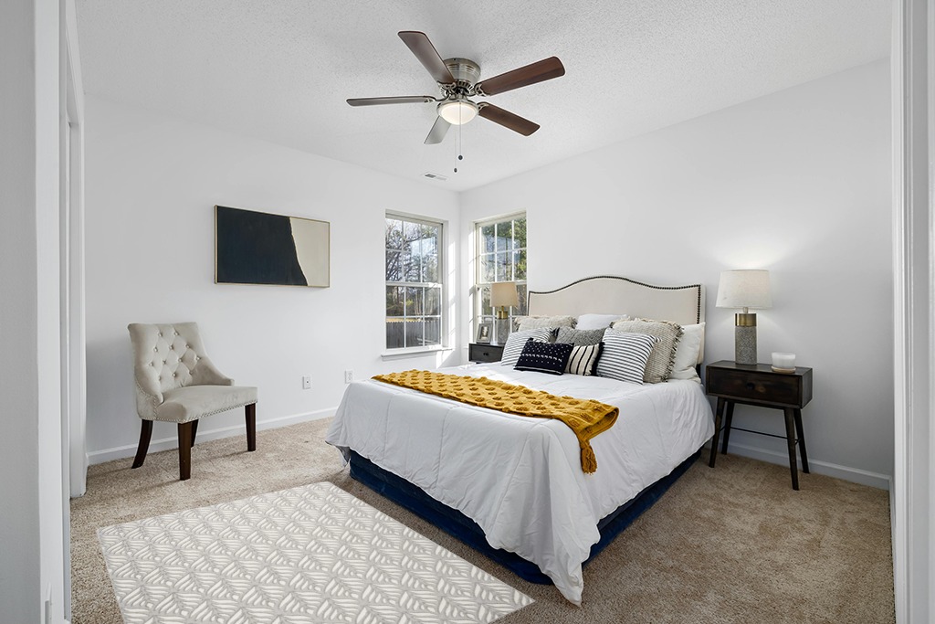 Rug ideas in White and Yellow Modern Bedroom
