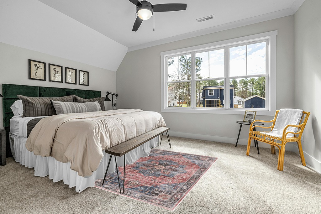 Rug ideas in Grey Traditional Bedroom with King Bed