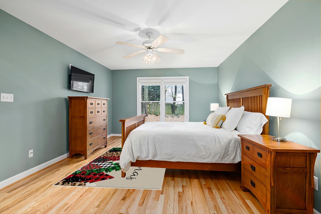 Rug ideas in Teal and Orange Wood Bedroom