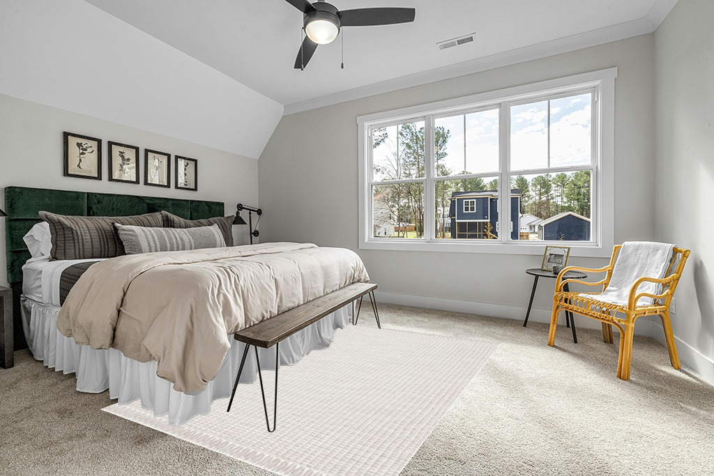 Rug ideas in Grey Traditional Bedroom with King Bed