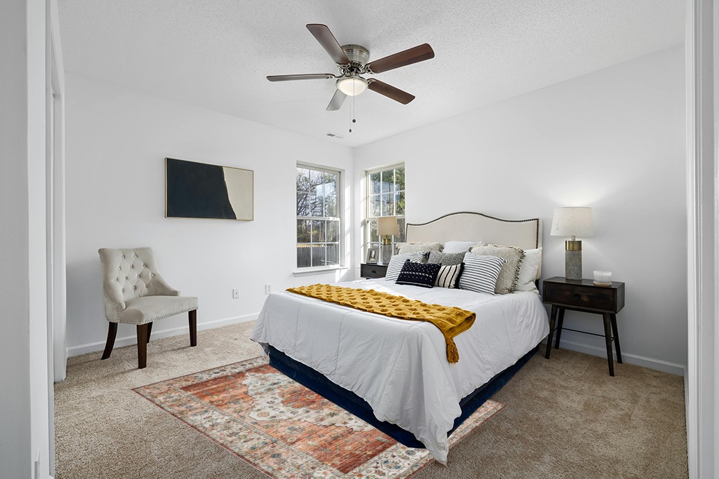 Rug ideas in White and Yellow Modern Bedroom