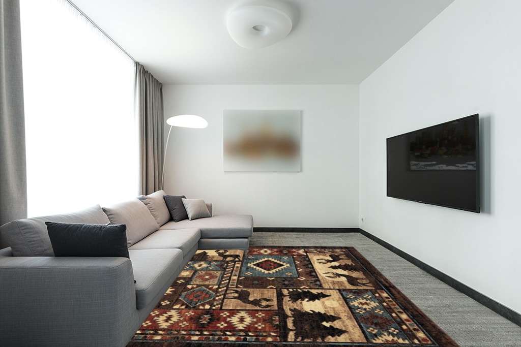 Christmas rug ideas in Modern Living Room with Grey Couch