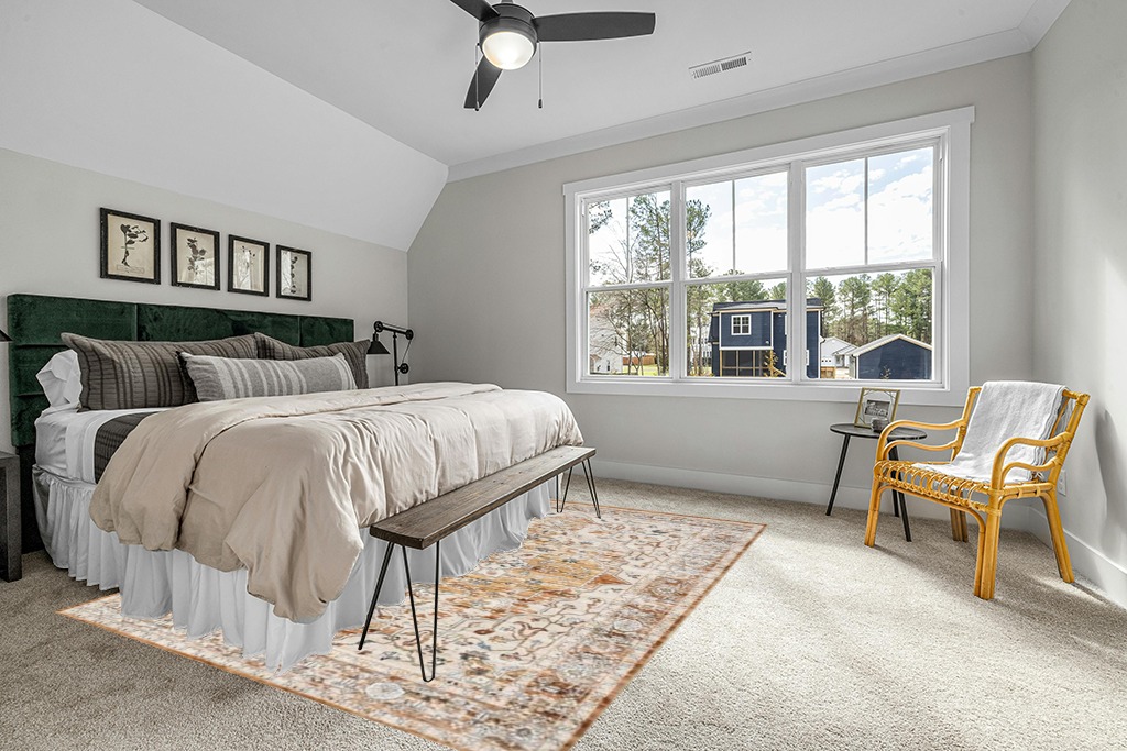 Rug ideas in Grey Traditional Bedroom with King Bed