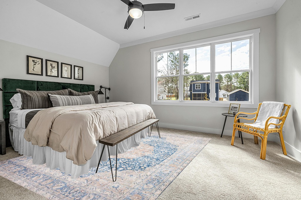 Rug ideas in Grey Traditional Bedroom with King Bed