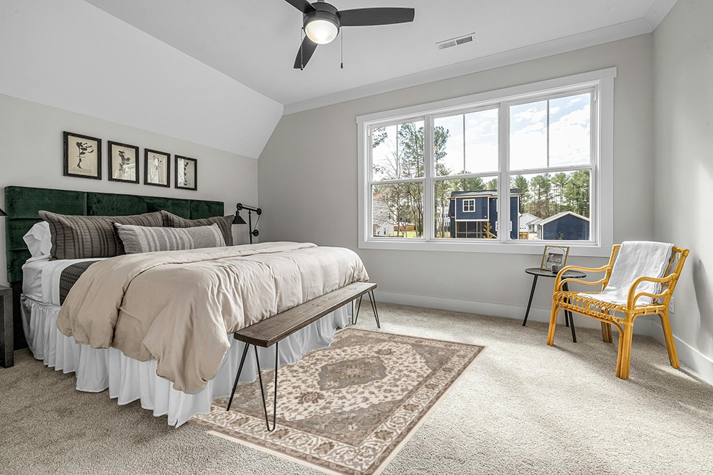 Jute rug bedroom ideas in Grey Traditional Bedroom with King Bed