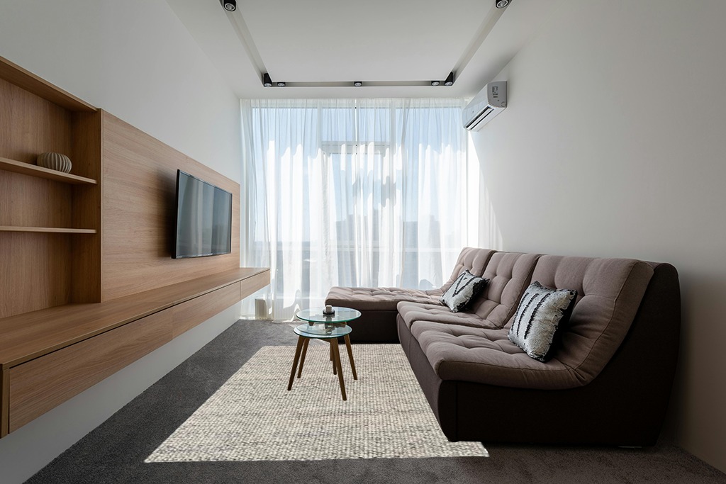 Mark&Day Area Rugs, 6x9 Keynsham Modern Charcoal Area Rug, Grey Ivory Carpet for Living Room, Bedroom or Kitchen (6' x 9') in Grey Living Room with Brown Couch