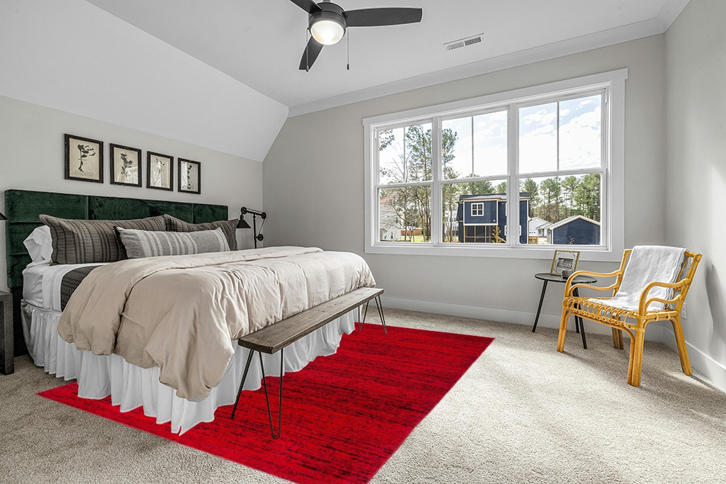 Rug ideas in Grey Traditional Bedroom with King Bed