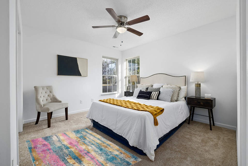 Cute rug ideas in White and Yellow Modern Bedroom