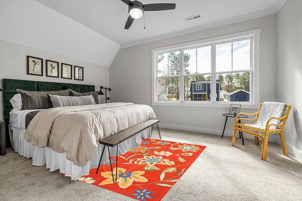 Rug ideas in Grey Traditional Bedroom with King Bed