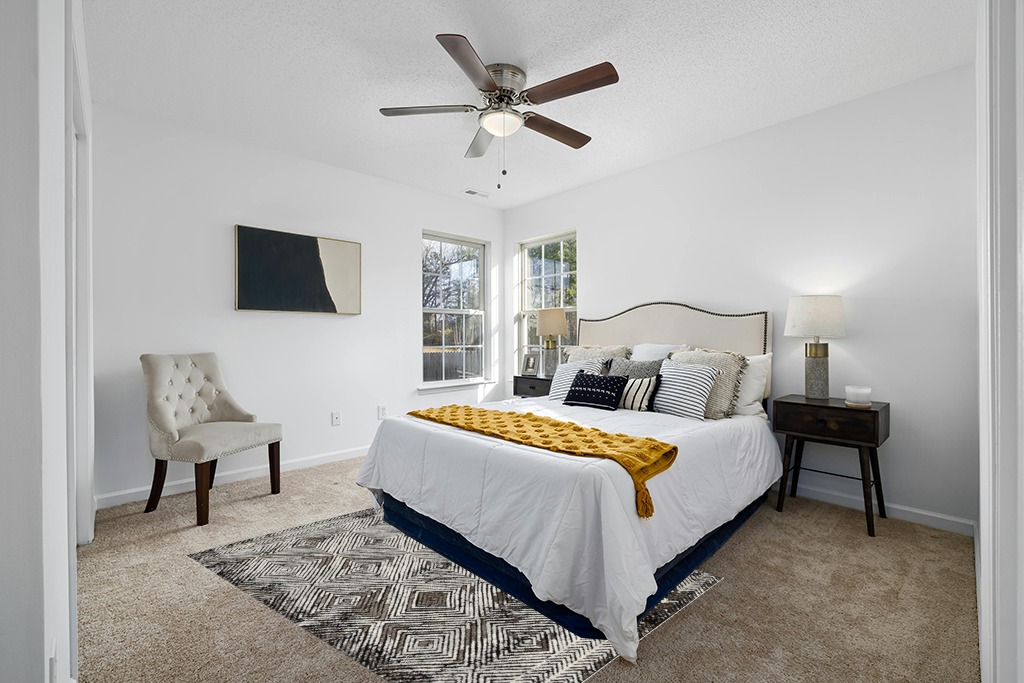Grey room rug ideas in White and Yellow Modern Bedroom