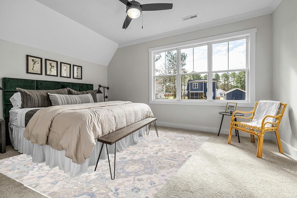 Large rug ideas in Grey Traditional Bedroom with King Bed