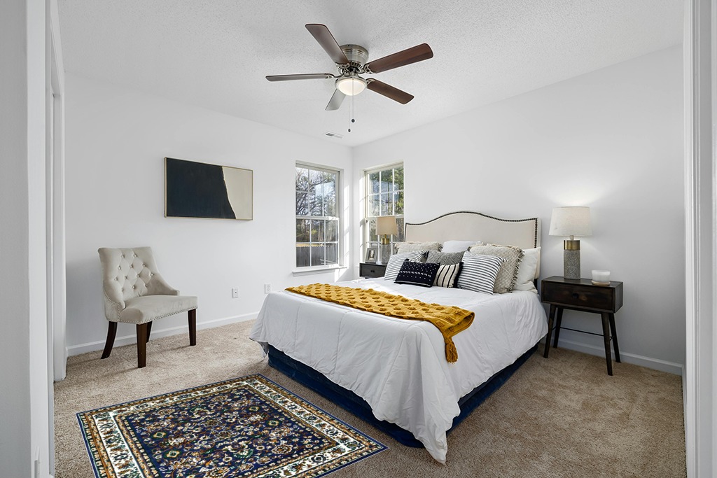 Cute rug ideas in White and Yellow Modern Bedroom