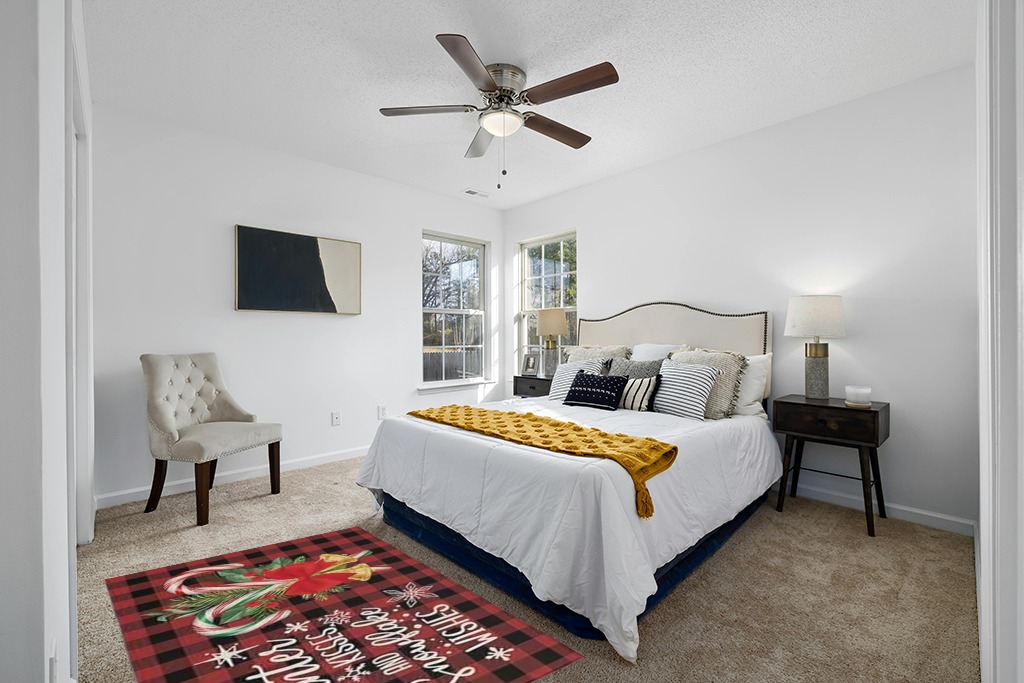 Christmas rug ideas in White and Yellow Modern Bedroom