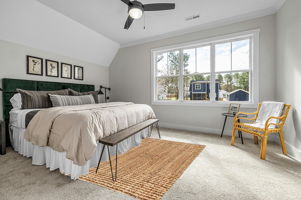 Delara Hand Woven Farmhouse Jute Area Rug, Tight Boucle Jute Rug, 5' x 8', Natural in Grey Traditional Bedroom with King Bed