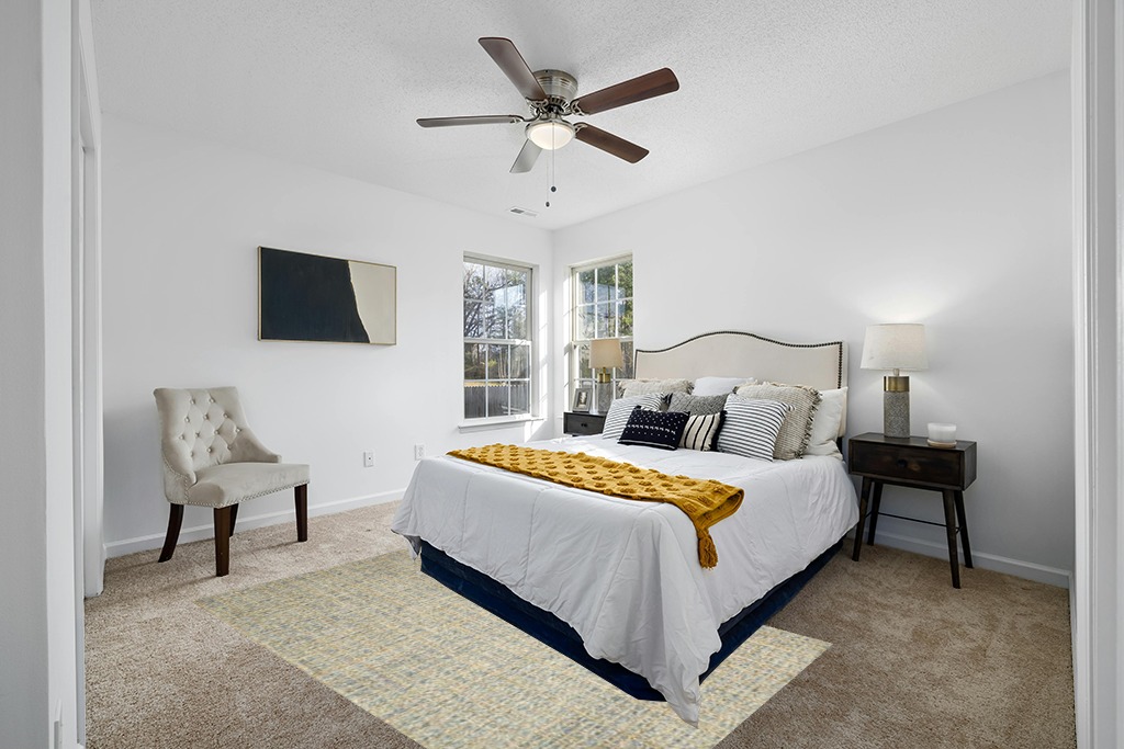 Loloi Chris Loves Julia Polly 5'-0" x 7'-6" Area Rug in Blue/Sand - Large Neutral Area Rug, Unique Patterned Rug for Living Room, Bedroom, Dining Area, Home Office in White and Yellow Modern Bedroom