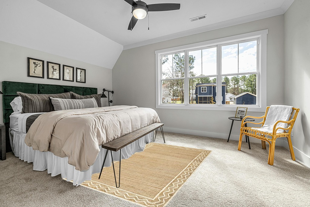 Erin Gates Orchard Border 5' x 8' Area Rugs with Natural ORCHAORC-1NAT5080 in Grey Traditional Bedroom with King Bed