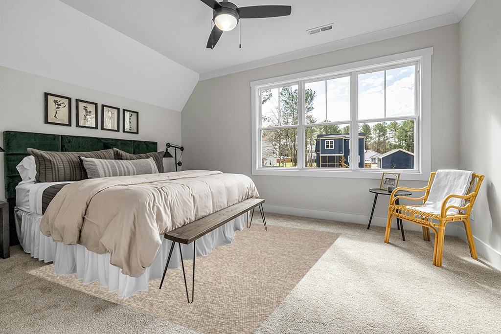 Rug ideas in Grey Traditional Bedroom with King Bed