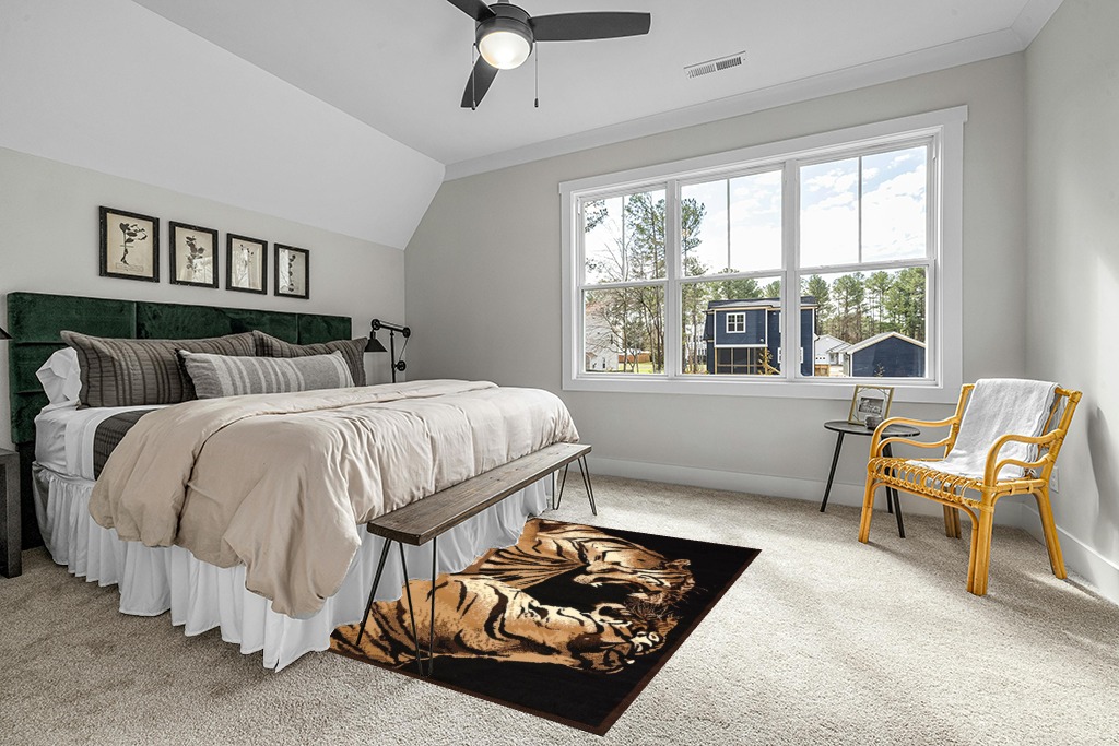 Rug ideas in Grey Traditional Bedroom with King Bed